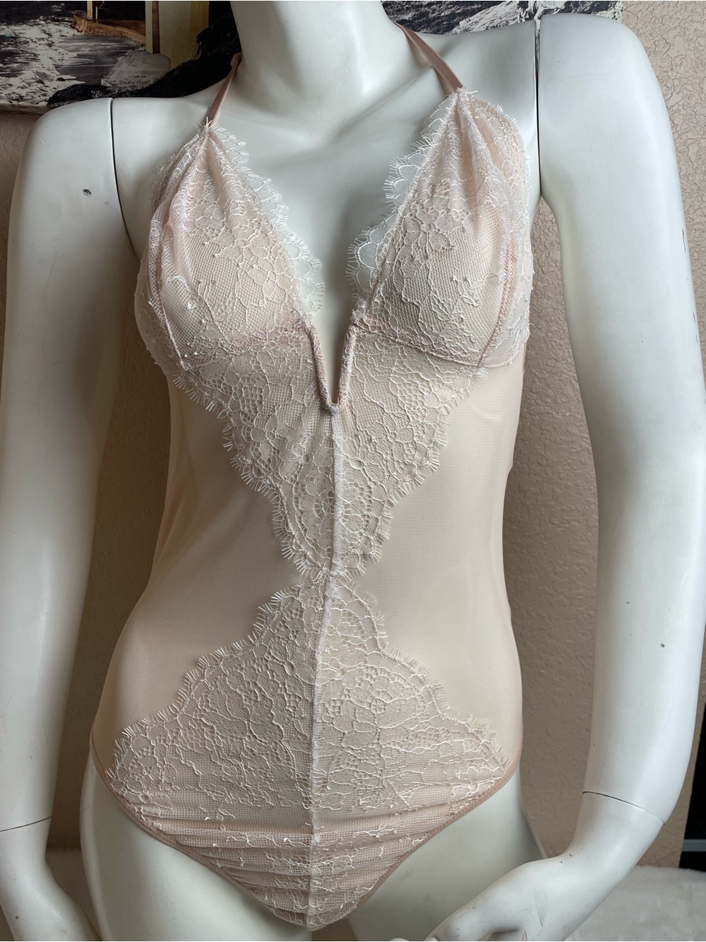 Victoria's Secret Beige/Nude Sheer Mesh Bodysuit